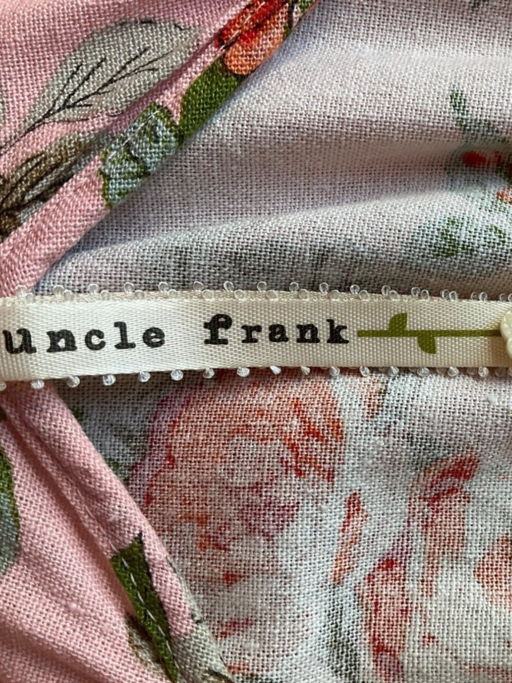 Uncle Frank Baby Doll Dress Linen Bl Floral Ruffles Flowy Sundress Pink Made USA - Picture 8 of 15
